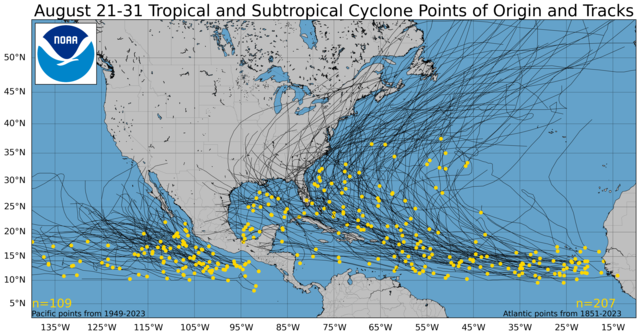  August 21-31 Tropical Cyclone Genesis Climatology