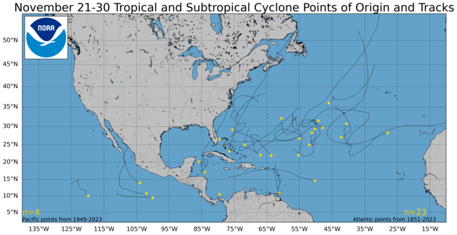  November 21-30 Tropical Cyclone Genesis Climatology