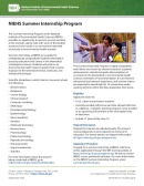 NIEHS Summer Internship Program Cover