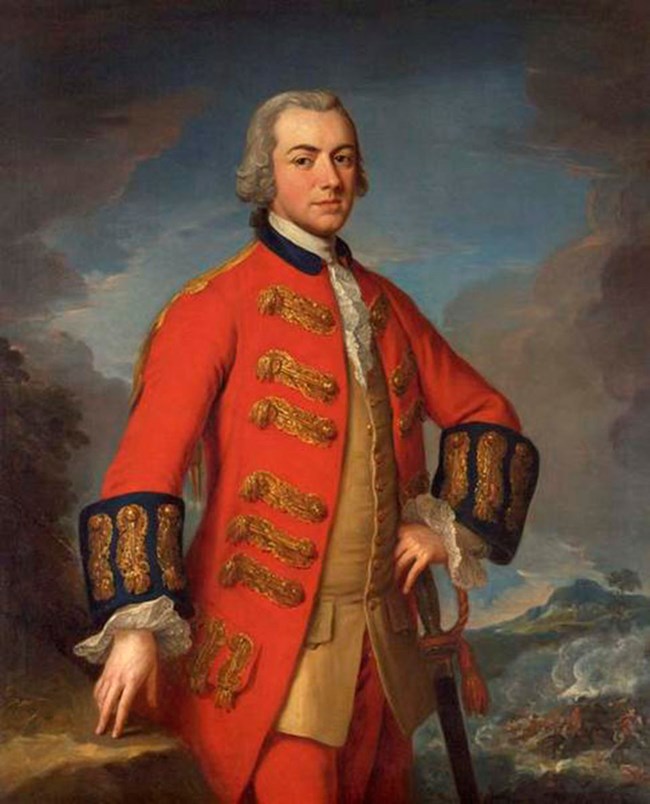 A color portrait of Henry Clinton in military uniform