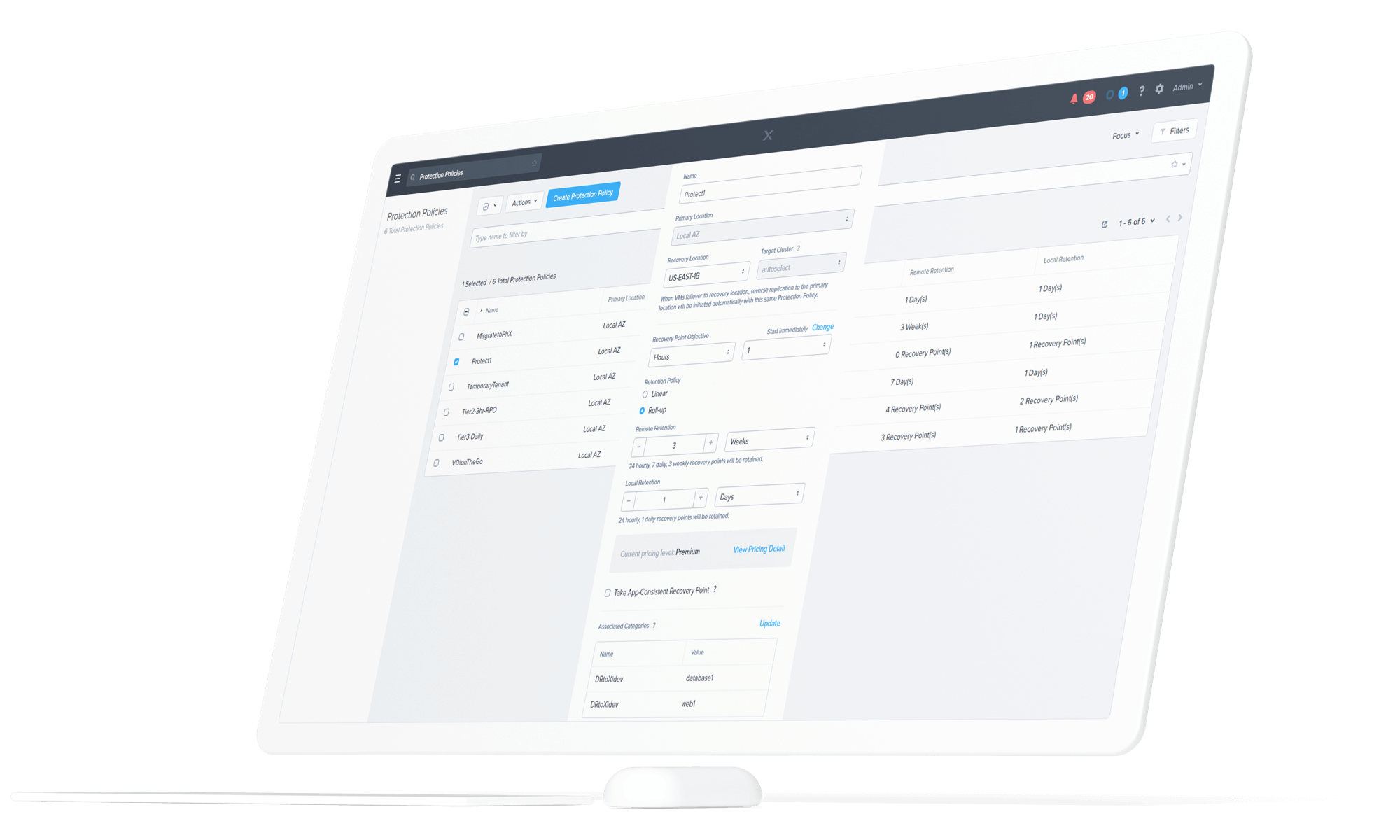 Nutanix UI of the Leap dashboard