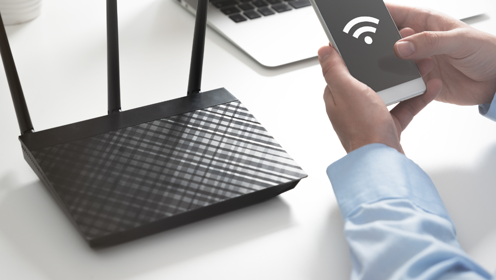 A Wi-Fi router on a desk