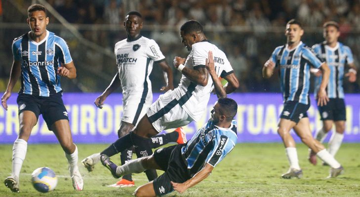 Júnior Santos faz o gol da vitória do Botafogo contra o Grêmio na 9ª rodada do Brasileirão Série A