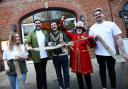 l - r: Maisie Cooke, Ryan Humphrey, Witney mayor Owen Collins, town crier Jean Postlethwaite-Dixon and Jon Mitchell