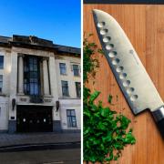 Oxford Crown Court and stock image of a knife