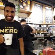 Praiseson Julius, a manager at Caffe Nero