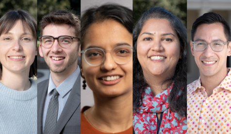 Portraits of five Occidental College faculty members featured on Academic Minute