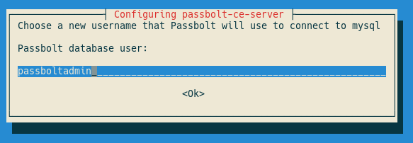 Database passbolt user dialog