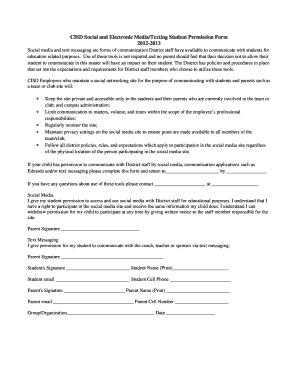 Cisd admission form - CISD Social and Electronic Media/Texting Student Permission Form ...