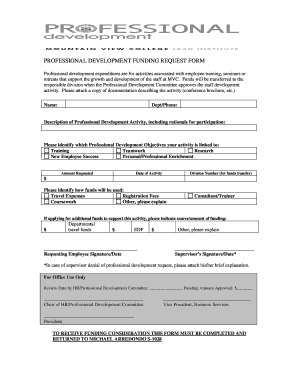 Staff communication log template - Professional Development Funding Request Form 2010-2011 2 - mvc dcccd