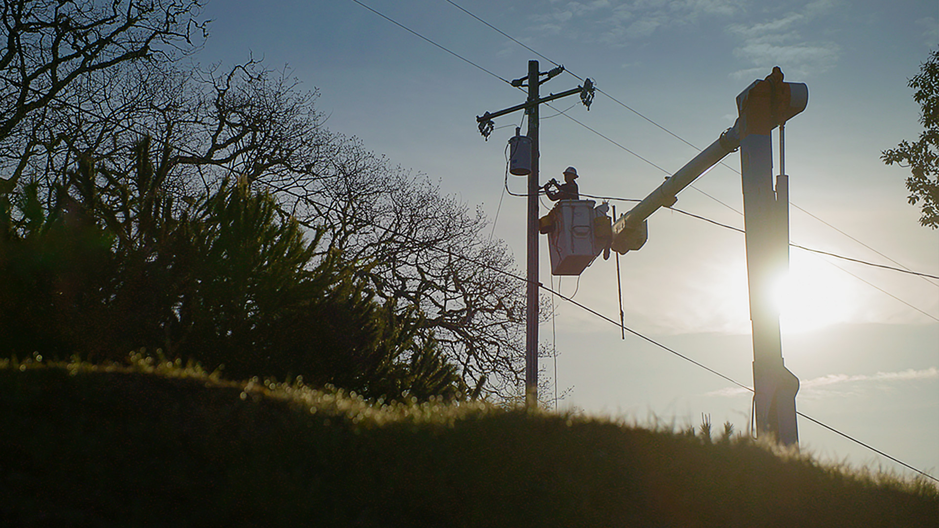 lineman fixing pole