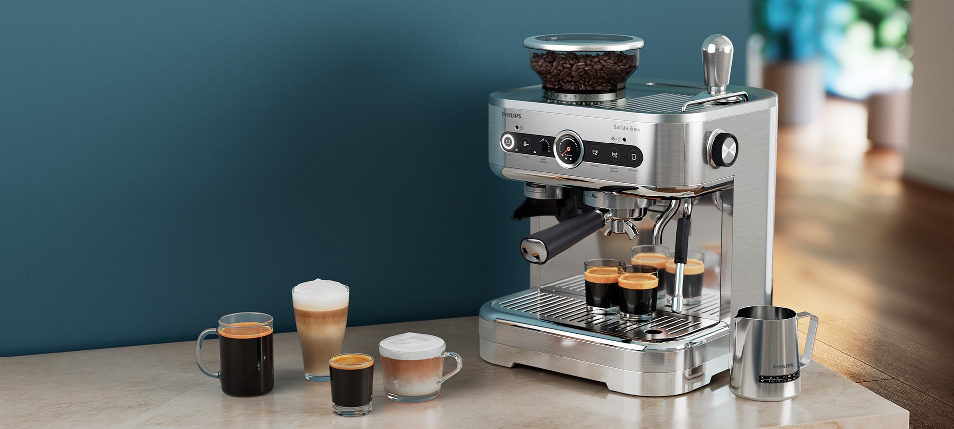 Philips semi auto coffee machine with a variety of coffee