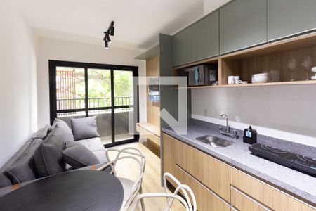 Sala/Cozinha de apartamento para alugar com 1 quarto, 29m² em Indianópolis, São Paulo