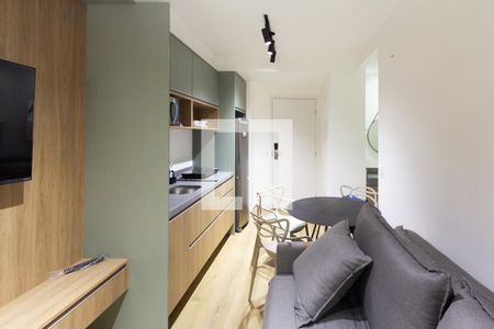 Sala/Cozinha de apartamento para alugar com 1 quarto, 29m² em Indianópolis, São Paulo