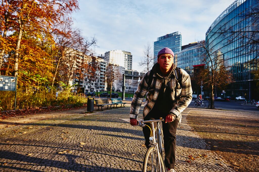 man riding a bike