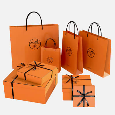 Hermes Gift Packaging Boxes and Paper Bags 3D Model