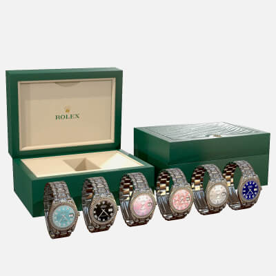 Rolex Diamond Watch and Box 3D Model