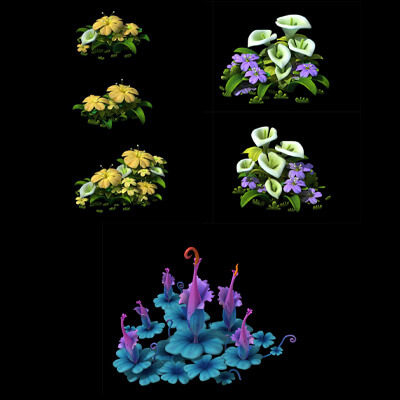 Cartoon Flowers 3D Model