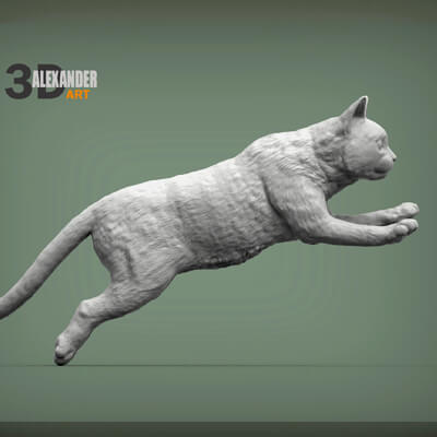 Jumping Cat 3D Print Model