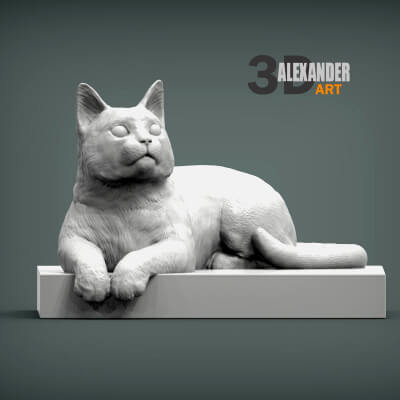 The Cat Is Lying on The Edge 3D Model