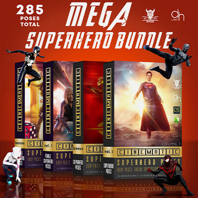 Mega SuperHero Pose Bundle for Genesis 8 Figures