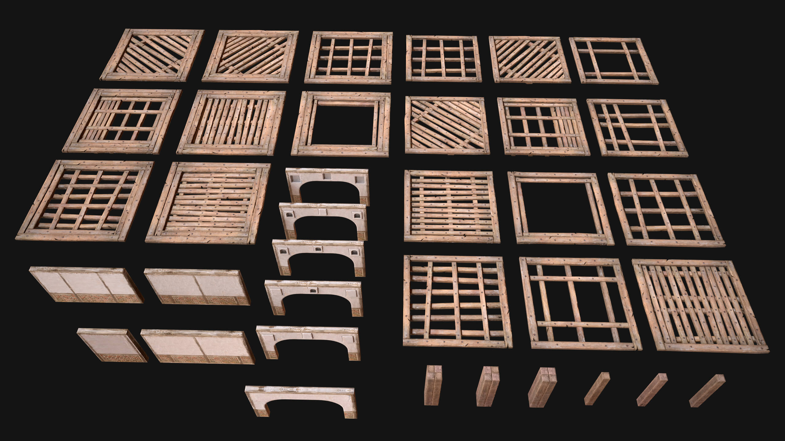 Wooden Roof Floor Medieval Pack 3D Model