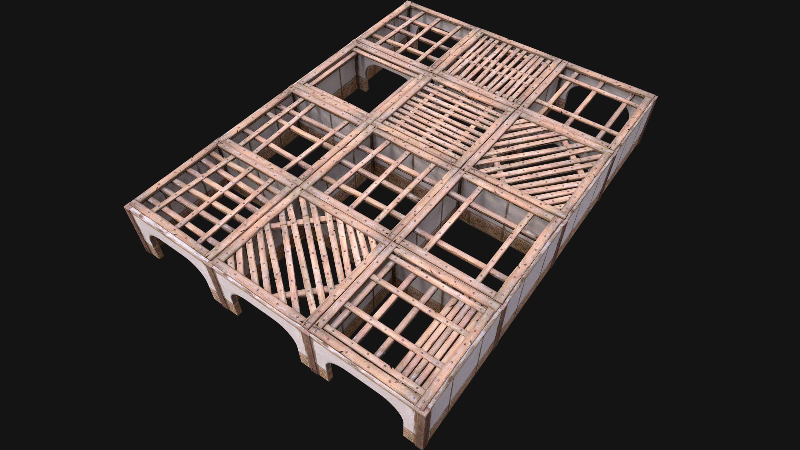 Wooden Roof Floor Medieval Pack 3D Model