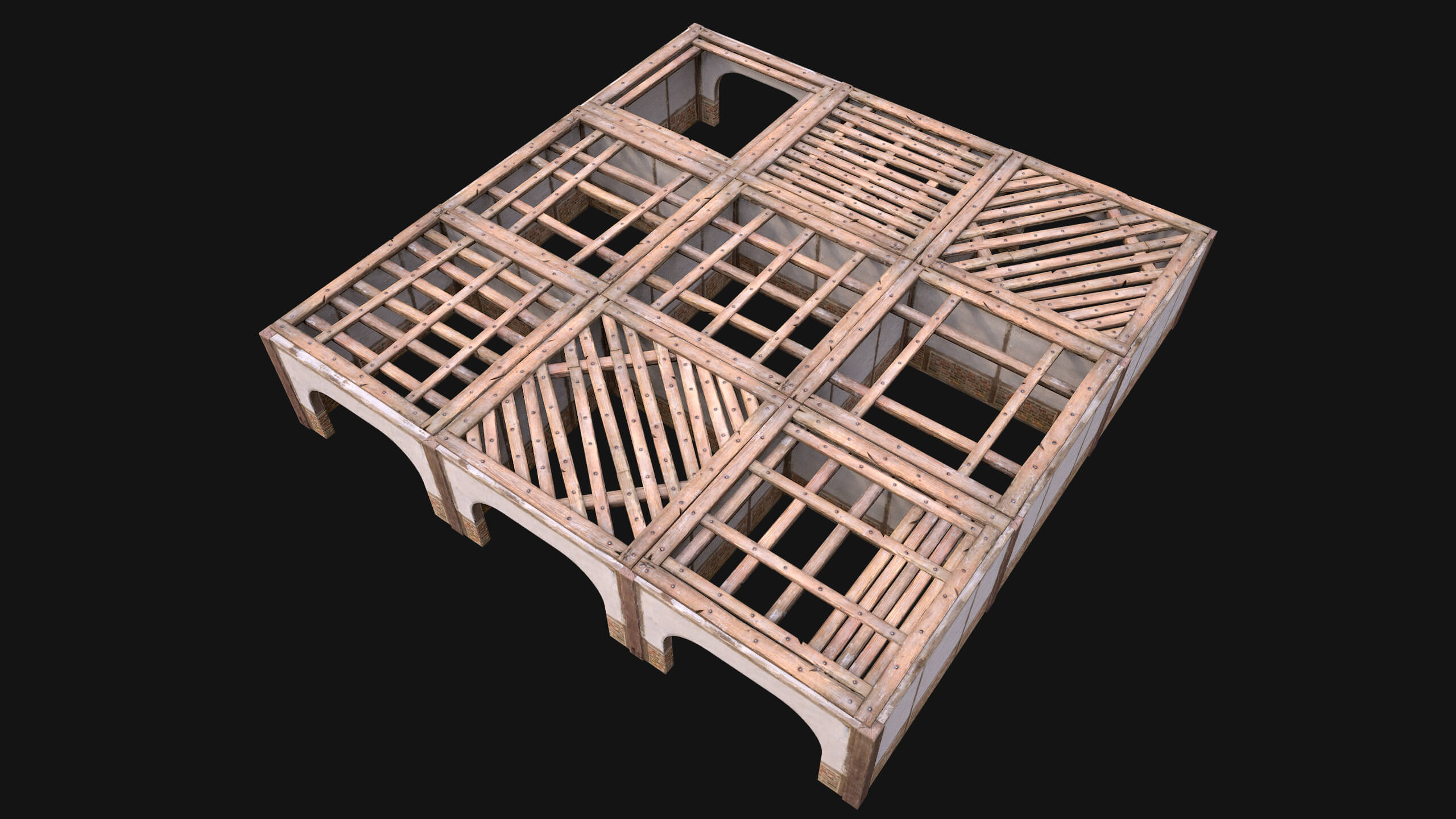 Wooden Roof Floor Medieval Pack 3D Model