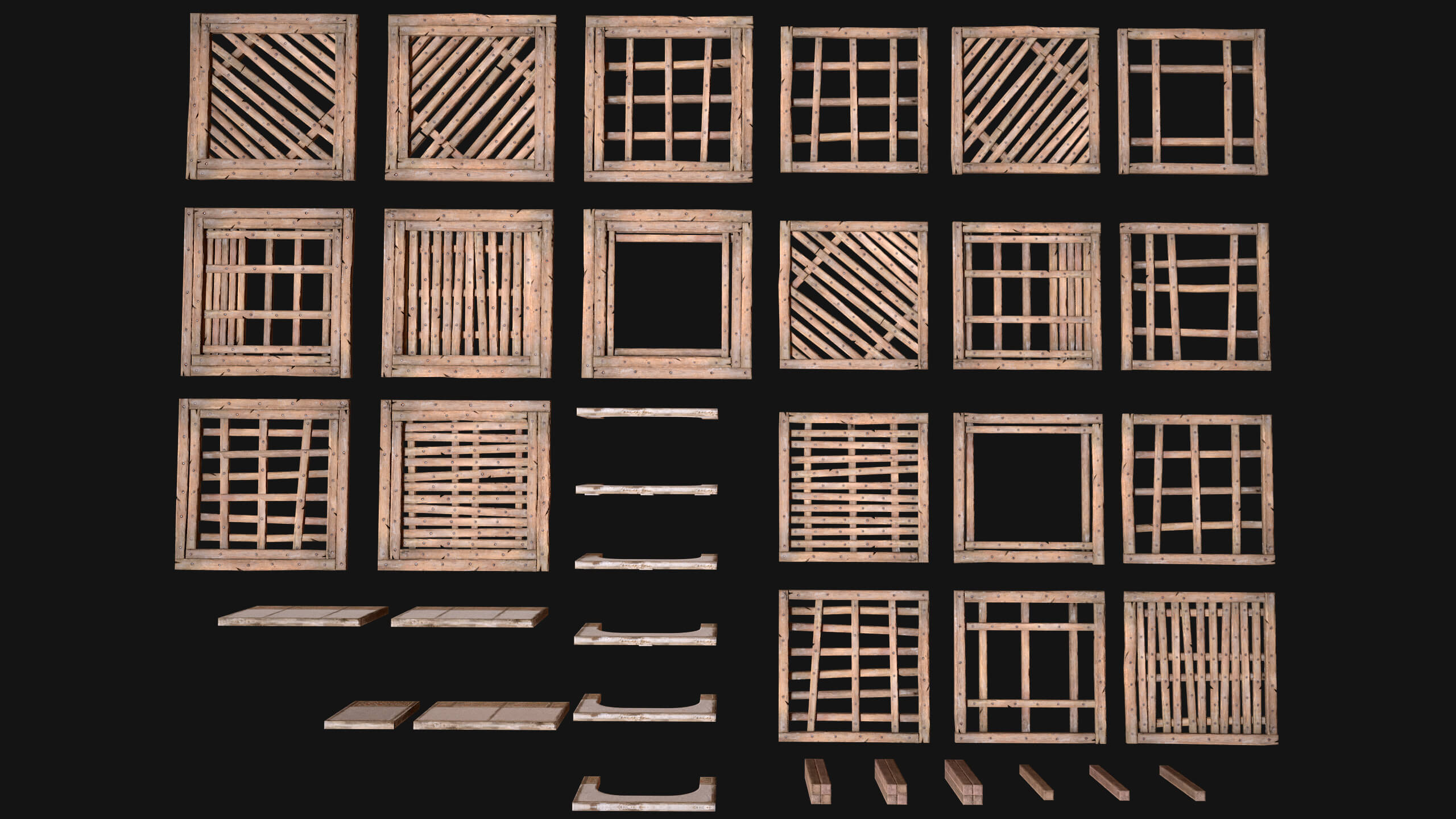 Wooden Roof Floor Medieval Pack 3D Model