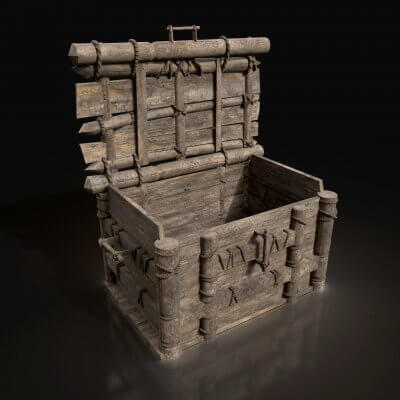 Medieval Wooden Treasure Chest 3D Model