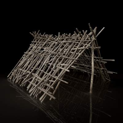 Shelter Hut Made of Sticks 3D Model