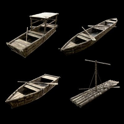 Wooden Boat Collection 3D Model