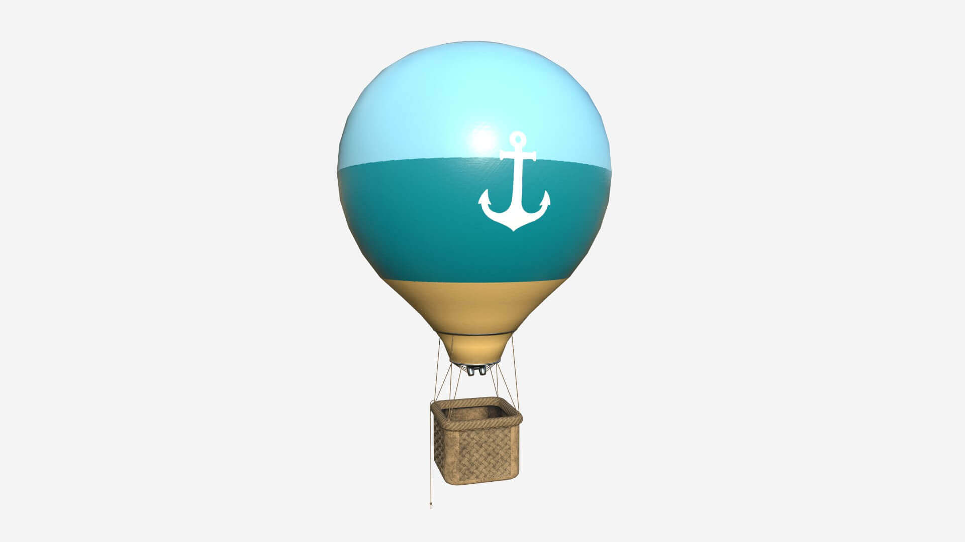 Hot Air Balloon 04 - Light Blue 3D Model