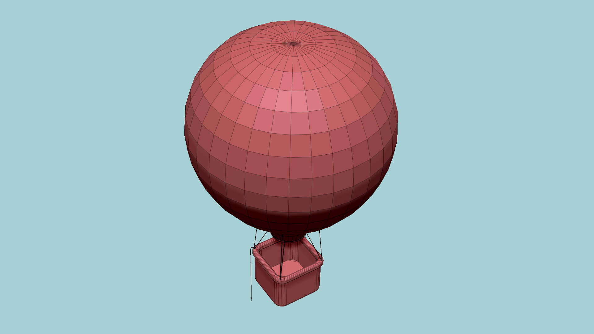 Hot Air Balloon 04 - Light Blue 3D Model