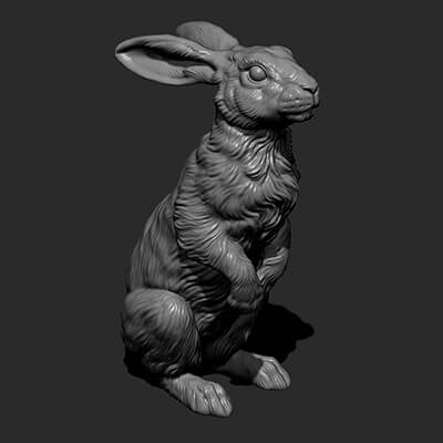 Hare Sitting 3D Model