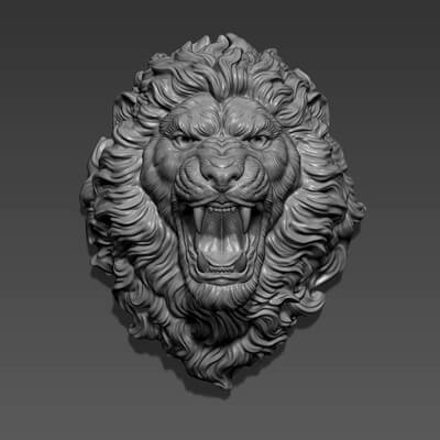 Lion Head Angry 3D Model