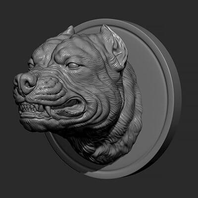 Pitbull Angry Head 3D Model