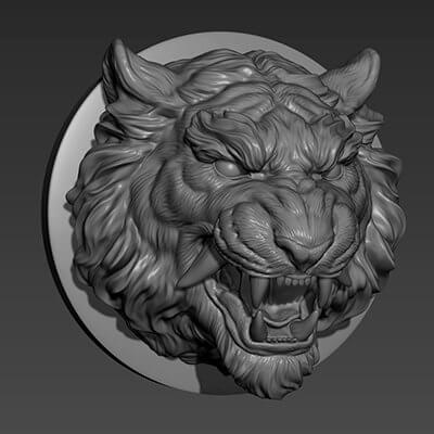 Tiger Head in Japanese Style 3D Model