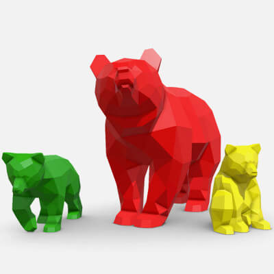 Low Poly Bear Family