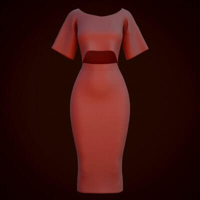 Skirt and Blouse Outfit 3D Model