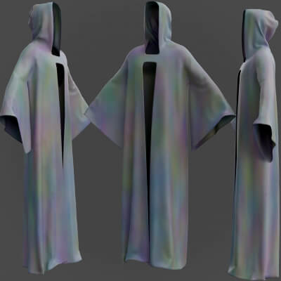 3D Mens Hooded Robe - Action Robe 3D Model