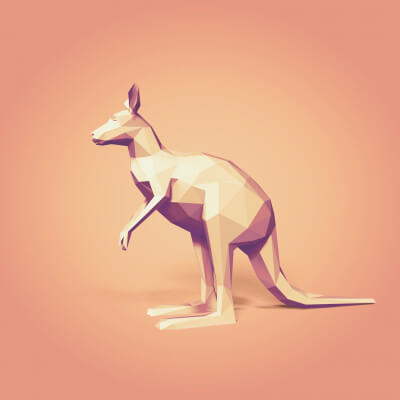 Low Poly Cartoon Kangaroo Figurine