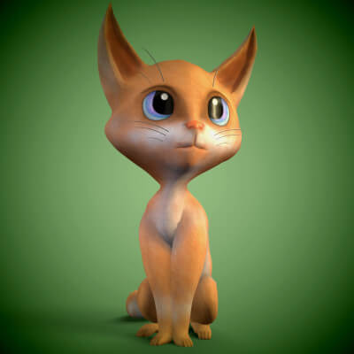 Toon Cat Animated 3D Model