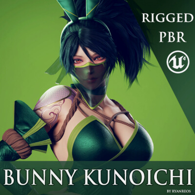 Bunny Kunoichi - Game Ready 3D Model