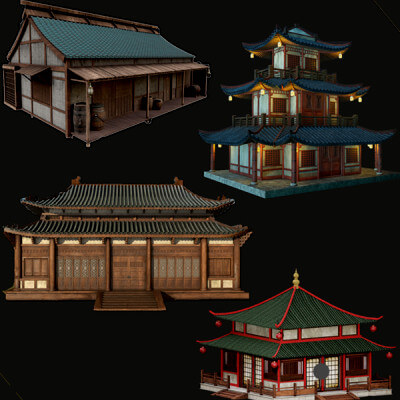 Asian Japanese Traditional Building Collection 3D Model