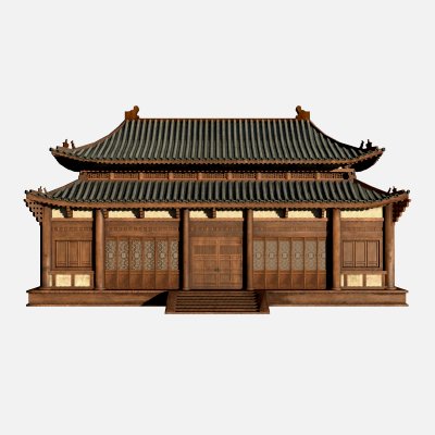 Old Asian Japanese and Chinese Realistic Building 3D Model