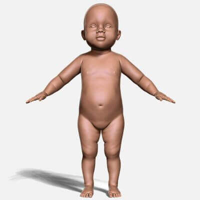 Baby T-Pose (Quad Mesh with 5 Subdivisions) 3D Model