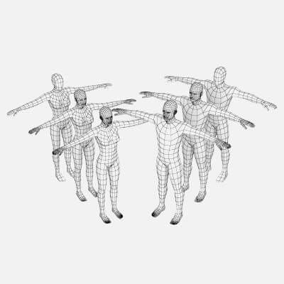 Natural Female and Male in T-Pose Base Mesh Bundle 3D Model