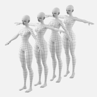 Stylized Female 02 Fine Shape Mesh 3D Model