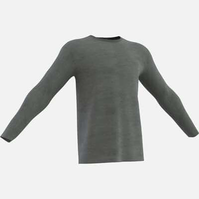 Round Neck Long Sleeve T-Shirt 3D Model